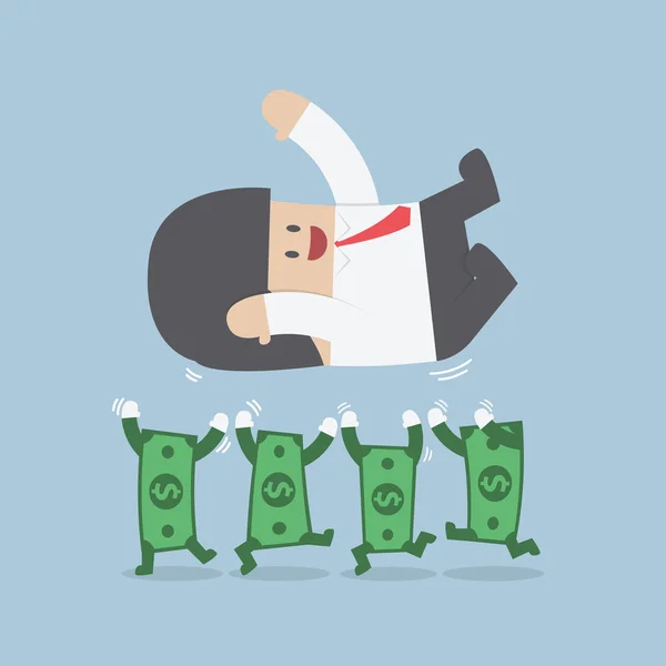 Başarılı bir iş adamı tarafından dolarlık banknot kusuyor