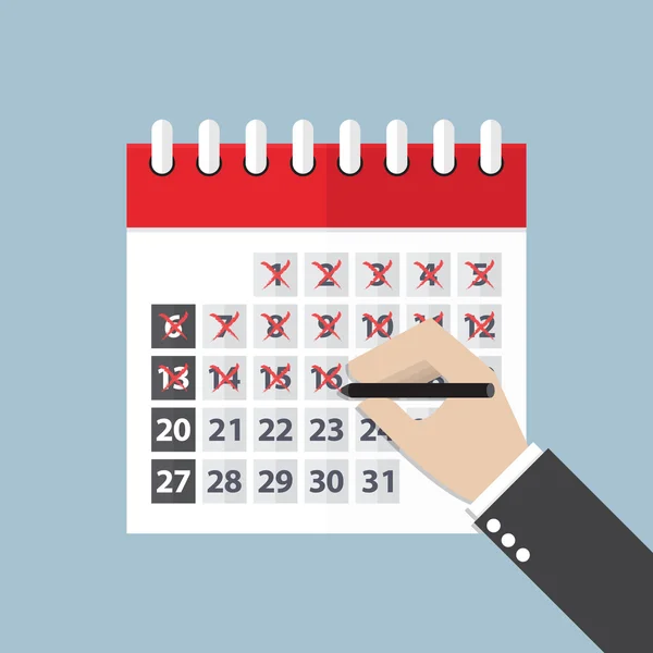 Affärsman händer mark i kalendern — Stock vektor