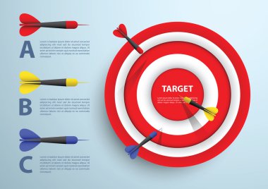 Dart ve hedef Infographic şablonu, iş kavramı