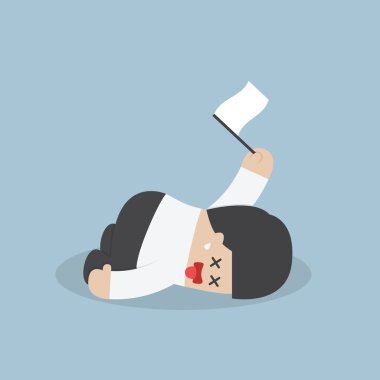 Exhausted businessman lying down on the floor and surrender clipart