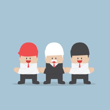 Businessmen holding hands of each other, Unity and teamwork conc