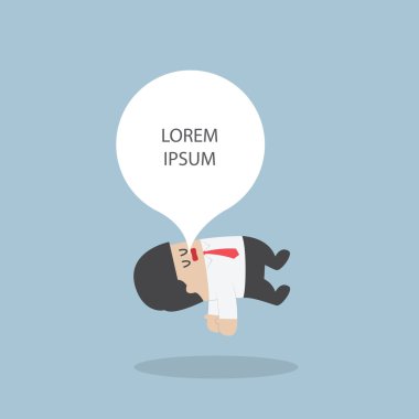 Uyku ve balon burnuna tarafından yüzen işadamı