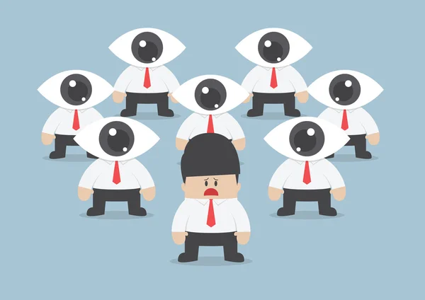 Businessman has been observed by eyeball head — Stock Vector