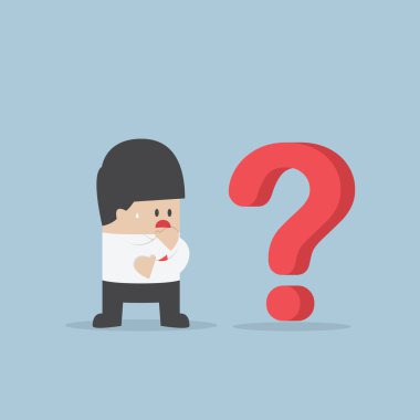 Soru işaretini bakarken düşünüyorum iş adamı