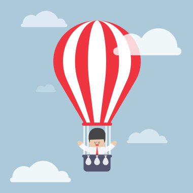 Sıcak hava balonunda bir iş adamı