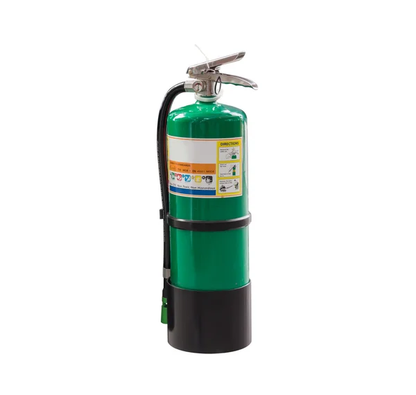 Green fire extinguisher on white background — Stock Photo, Image