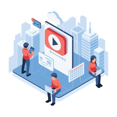 Kullanıcı ve Görüntü İçerikli Isometric Üyelik Hizmeti Modeli. Üyelik Hizmeti Modeli Kavramı