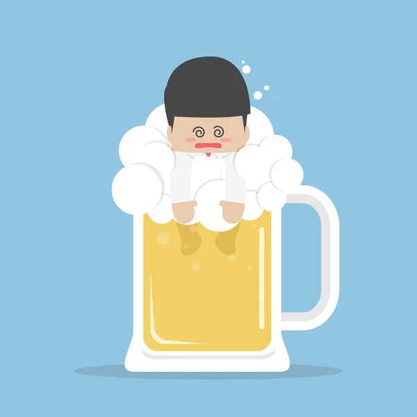 Μεθυσμένος επιχειρηματία σε ποτήρια μπίρας — Διανυσματικό Αρχείο