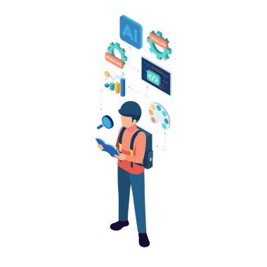 Yetenek Geliştirme Yolunda Öğrenen Isometric Öğrenci. Öldürme ve Yeniden Öldürme Kavramı