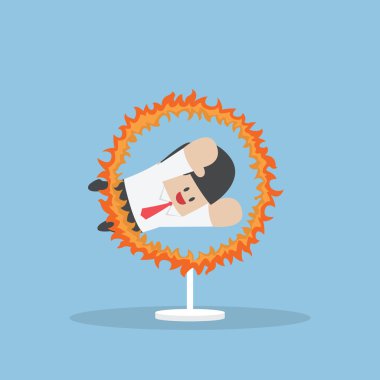 Yangın çember atlama işadamı