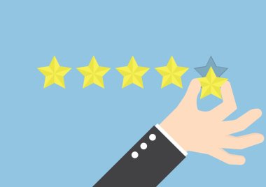 Businessman hand giving five star rating, Feedback concept clipart