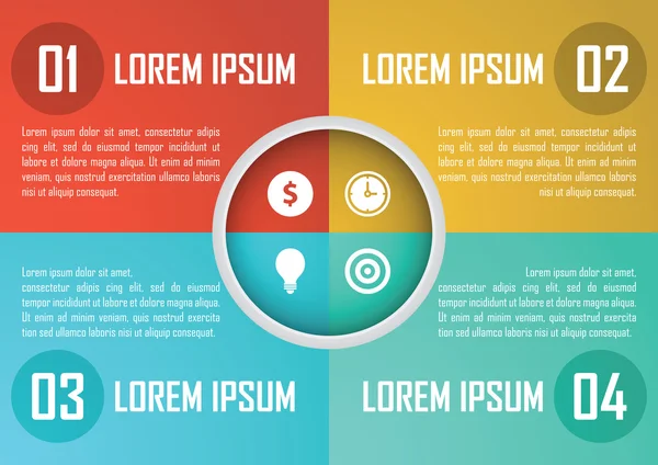 Vier Schritte Kreis Infografik Design-Vorlage, Diagramm, Gegenwart — Stockvektor