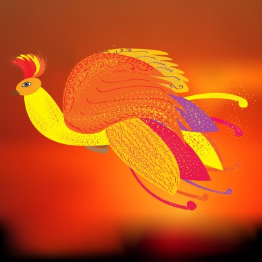 Yeniden doğuş, vektör çizim bir sembolü olarak Phoenix kuş