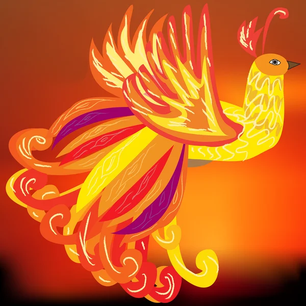 De vogel Phoenix als een symbool van wedergeboorte, vectorillustratie — Stockvector