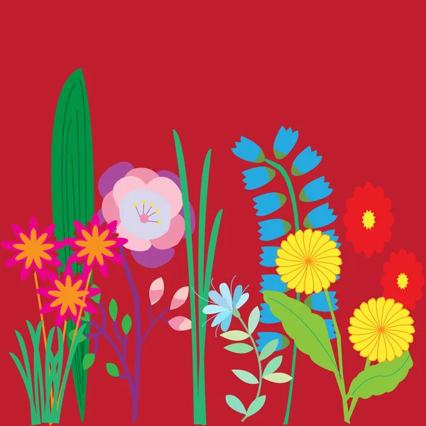 Kort med målade blommor. Vackra färgglada illustrationer. — Stock vektor