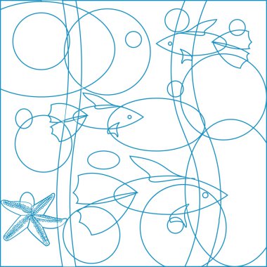 Soyut balık ile vitray tarzında İllüstrasyon