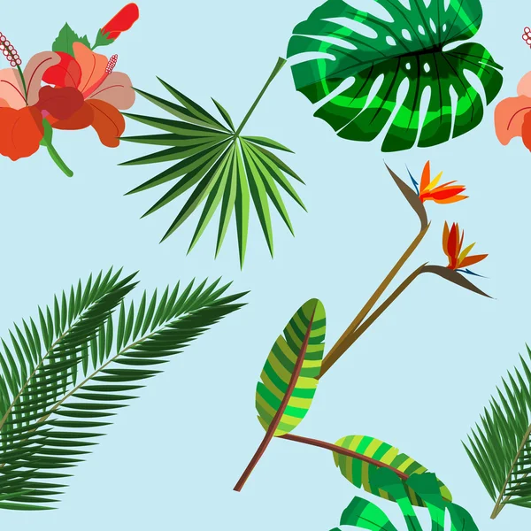 Tropical leaves. Floral design background — Stock Vector