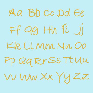 Elle çizilmiş vektör alfabe. İngilizce alfabe ip parçaları ile çizilmiş