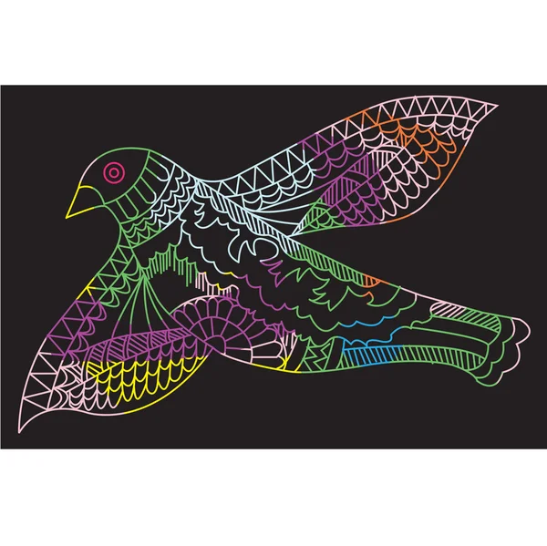Doodle Zeichnung fliegende Vögel, Vektorillustration — Stockvektor