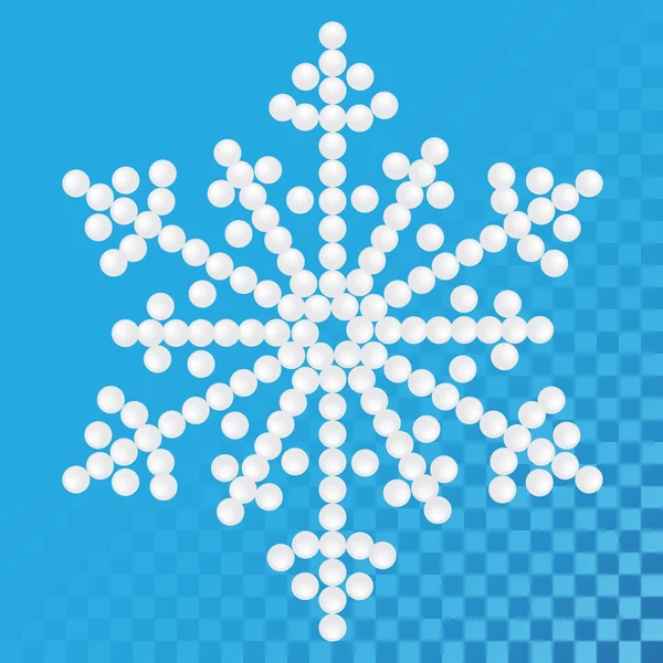 Copo de nieve brillante con perlas, ilustración vectorial — Vector de stock