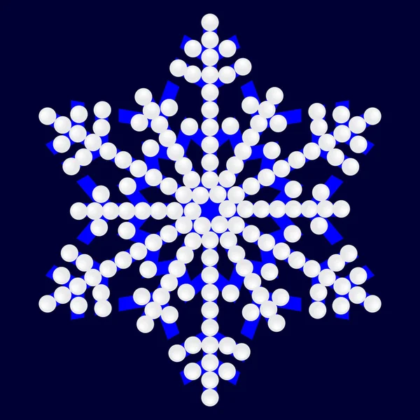 Copo de nieve brillante con perlas, ilustración vectorial — Vector de stock