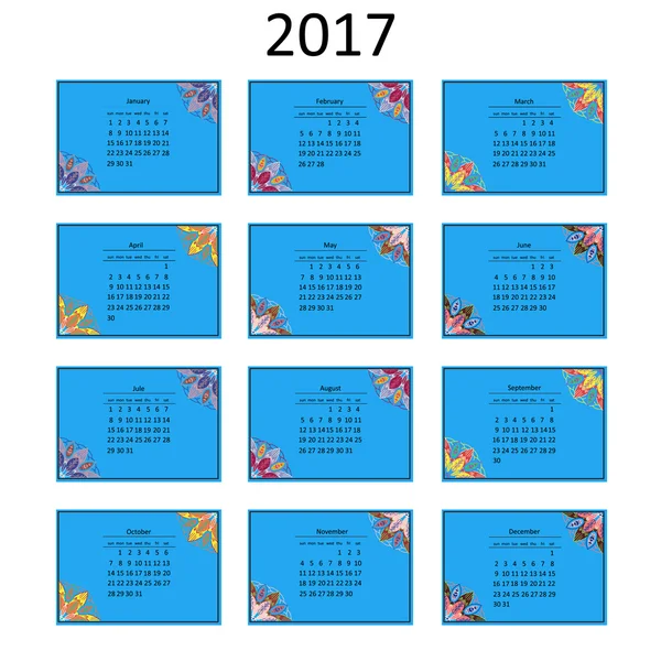 Calendrier 2017. Éléments décoratifs vintage. Modèle oriental, vecteur — Image vectorielle