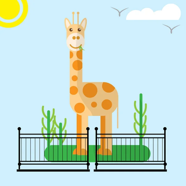 Εικονογράφηση Καμηλοπάρδαλης Ζωολογικό Κήπο Ηλιόλουστη Μέρα Για Παιδικές Ανάγκες Flat — Διανυσματικό Αρχείο