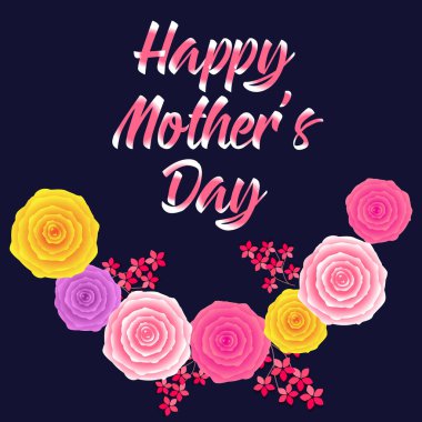Mother's Day poster decorated with folk elements and floral motifs, vector illustration