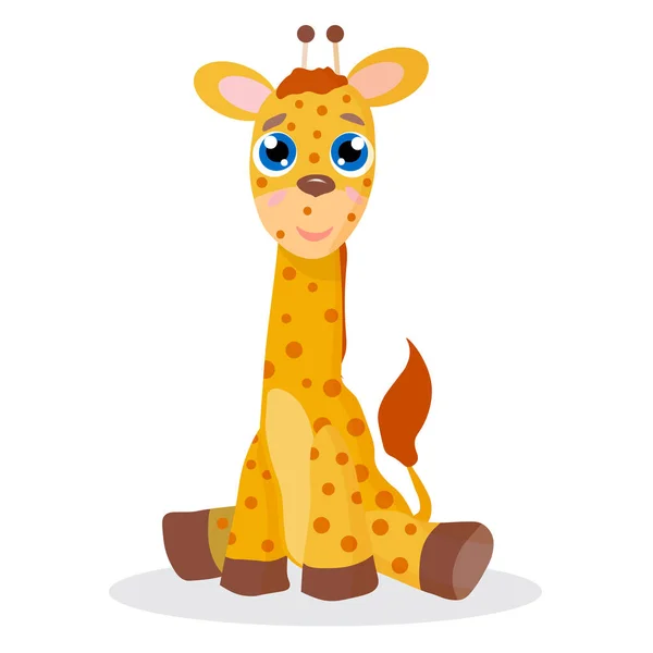 Carino Seduta Giraffa Illustrazione Vettoriale Design Dei Bambini Cartoline Manifesti — Vettoriale Stock