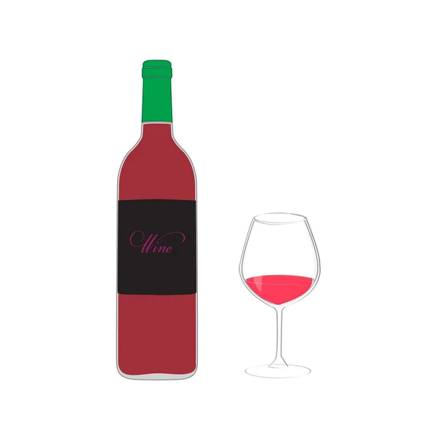 Icono botella y vidrio — Vector de stock