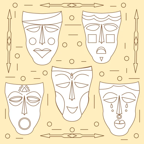 Masques africains. Ensemble vectoriel — Image vectorielle