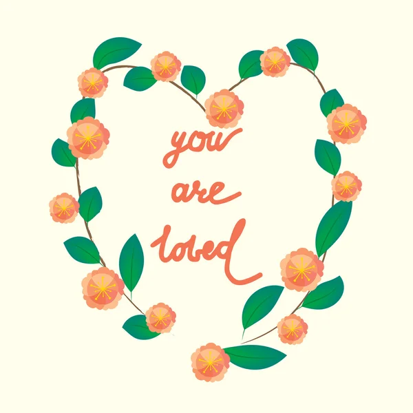Você é amado, mão lettering cartão de saudação Dia dos Namorados —  Vetores de Stock