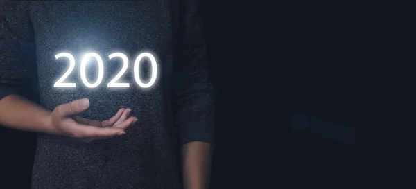 2020 Konceptet Handtag Virtuellt Gologram 2020 Teknik Och Innovationsutveckling — Stockfoto