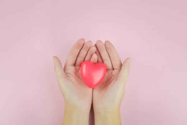 Pembe Geçmiş Üzerine Kalp Tutan Kadın, Sağlık, Bağışlama ve Aile Sigortası Konsepti, Dünya Sağlık Günü, Sevgililer Günü Konsepti