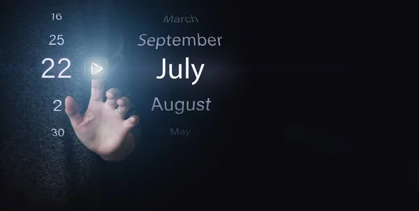 July 22Nd Day Month Calendar Date Hand Click Luminous Icon — Stock Photo, Image