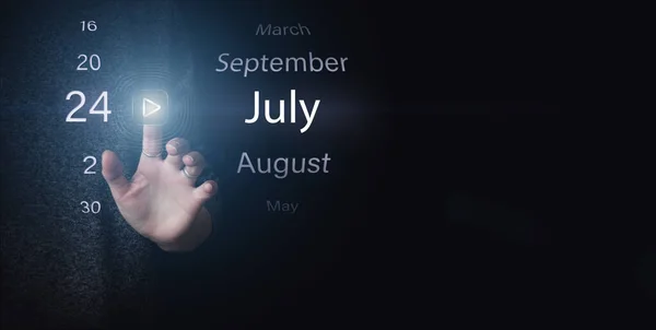 July 24Th Day Month Calendar Date Hand Click Luminous Icon — Stock Photo, Image