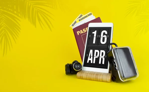 April Dag Månaden Kalenderdatum Mekanisk Kalender Visas Din Smartphone Begreppet — Stockfoto