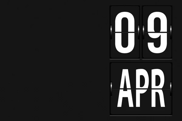 4月9日 月の9日 カレンダーの日付 機械的なスコアボードのタブローの形でカレンダー 春の月 その年のコンセプトの日 — ストック写真