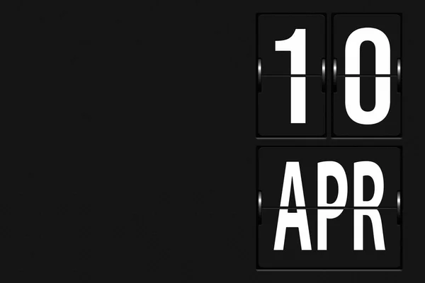 4月10日 月の10日 カレンダーの日付 機械的なスコアボードのタブローの形でカレンダー 春の月 その年のコンセプトの日 — ストック写真