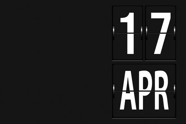 4月17日 月の17日 機械的なスコアボードのタブローの形でカレンダー 春の月 その年のコンセプトの日 — ストック写真
