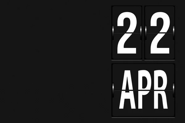 4月22日月22日 日历日 以机械记分板的形式出现的日历 年月日概念 — 图库照片