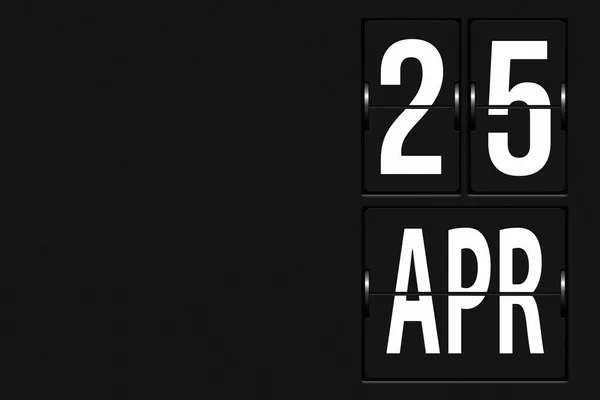 4月25日 月の25日 カレンダーの日付 機械的なスコアボードのタブローの形でカレンダー 春の月 その年のコンセプトの日 — ストック写真