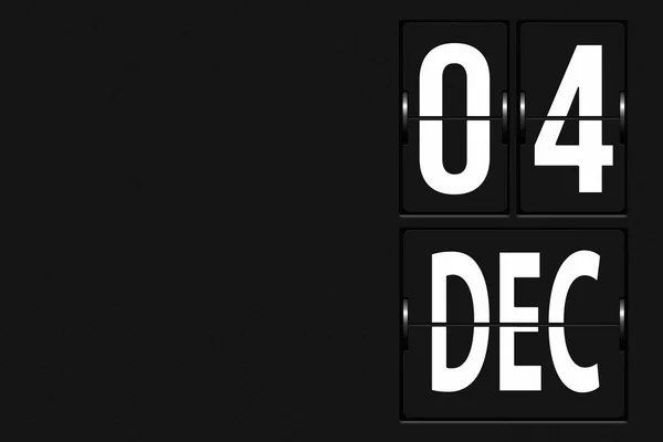 December 4Th Day Month Calendar Date Calendar Form Mechanical Scoreboard — Stock Photo, Image