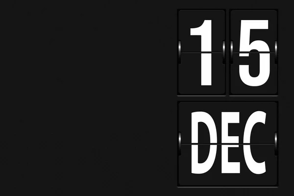 12月15日月15日 日历日 以机械记分板的形式出现的日历 冬季月 年月日概念 — 图库照片