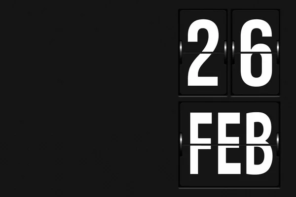 February 26Th Day Month Calendar Date Calendar Form Mechanical Scoreboard — Stock Photo, Image