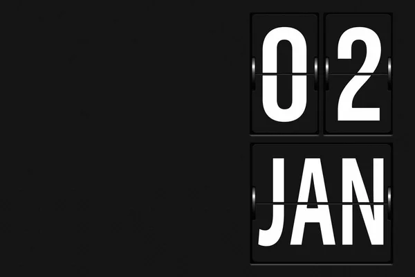 January 2Nd Day Month Calendar Date Calendar Form Mechanical Scoreboard — Stock Photo, Image