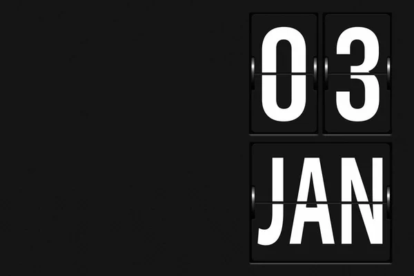 一月三日3月3日 日历日 以机械记分板的形式出现的日历 冬季月 年月日概念 — 图库照片