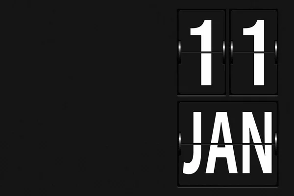 1月11日11月11日 日历日期 以机械记分板的形式出现的日历 冬季月 年月日概念 — 图库照片