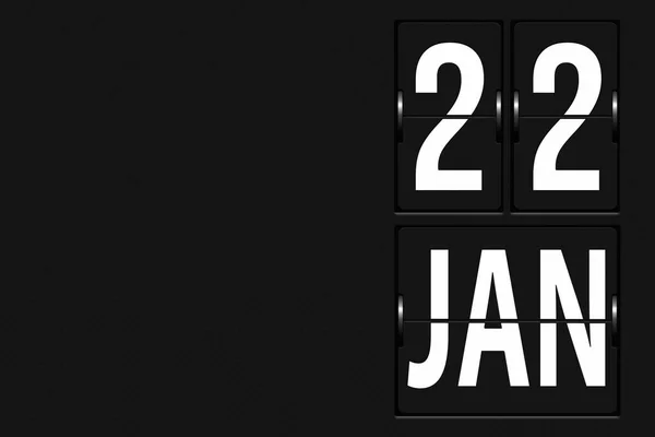 1月22日 月の22日 機械的なスコアボードのタブローの形でカレンダー 冬の月 その年のコンセプトの日 — ストック写真