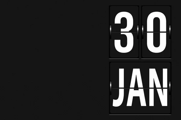 1月30日3月30日 日历日 以机械记分板的形式出现的日历 冬季月 年月日概念 — 图库照片